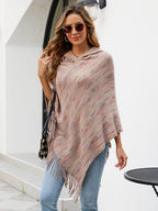 Fringe Hem Hooded Poncho - Delanoir