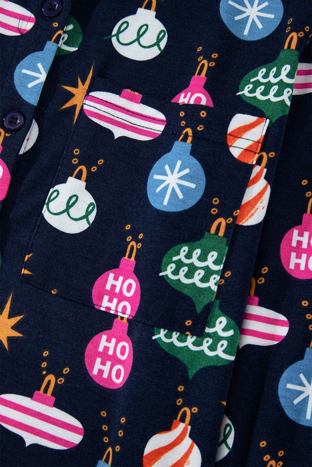 Christmas Lights Print Collared Neck Top and Pants Set - Delanoir