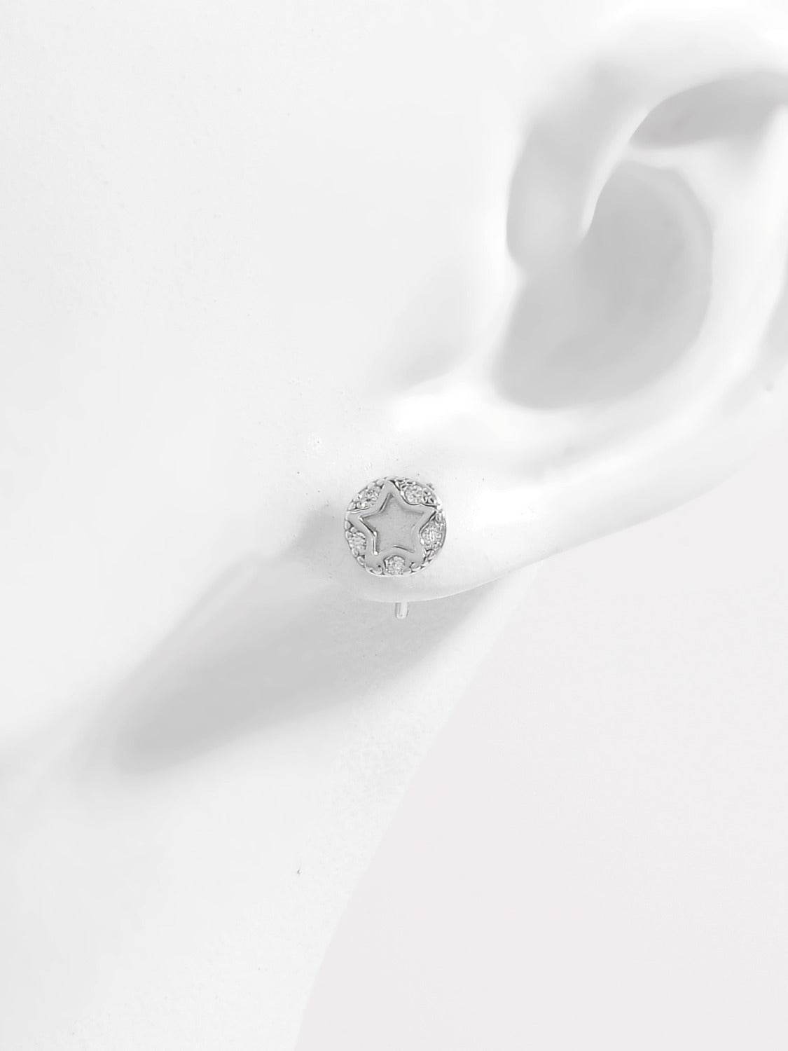 925 Sterling Silver Zircon Star Stud Earrings - Delanoir