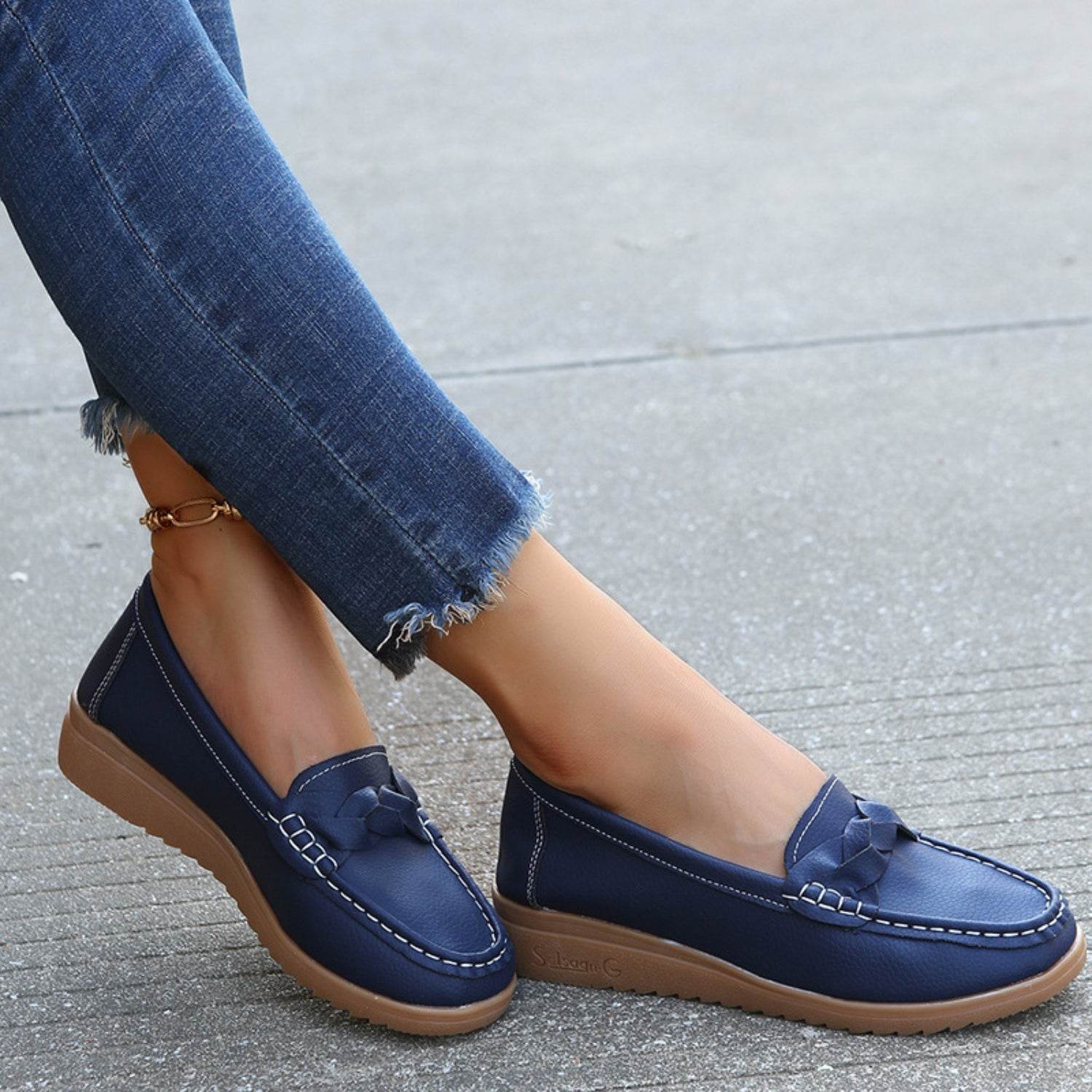 Weave Wedge Heeled Loafers - Delanoir