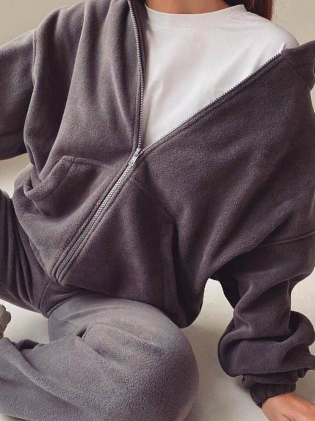 Zip Up Long Sleeve Hoodie and Joggers Set - Delanoir