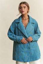 J.NNA Tweed Double-Breasted Long Sleeve Coat - Delanoir