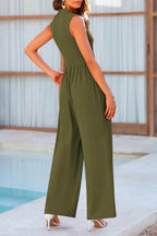 Mock Neck Sleeveless Wide Leg Jumpsuit - Delanoir