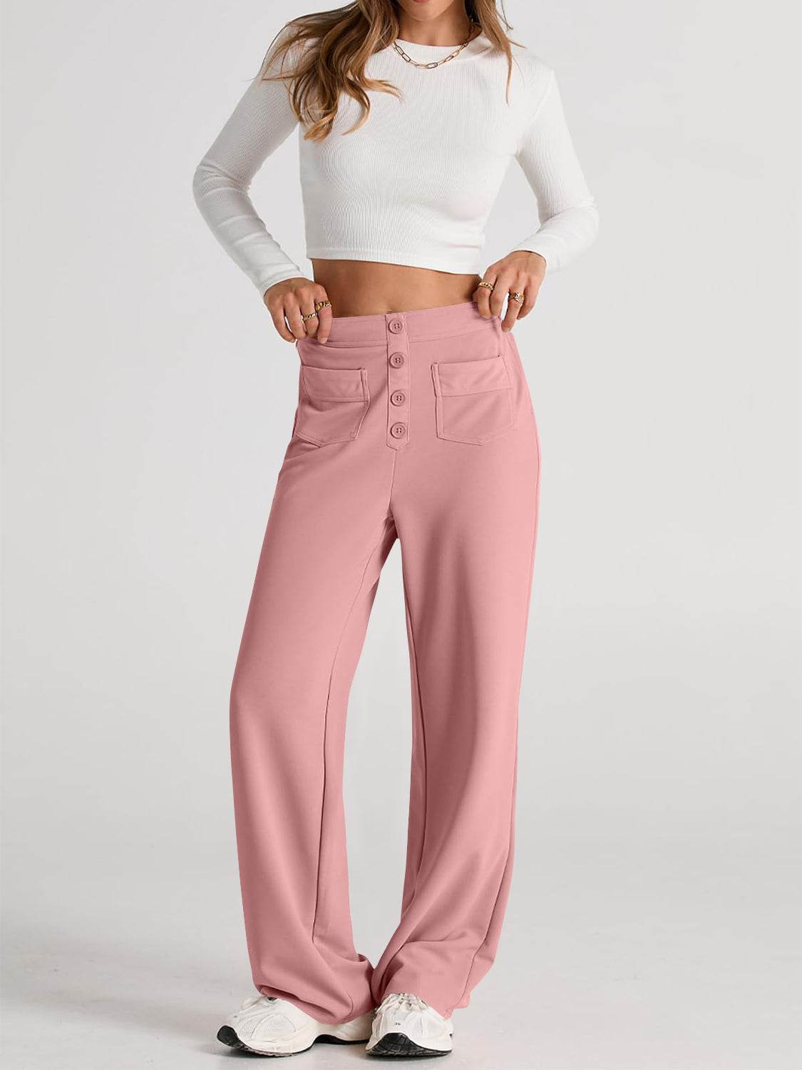 High Waist Wide Leg Pants - Delanoir