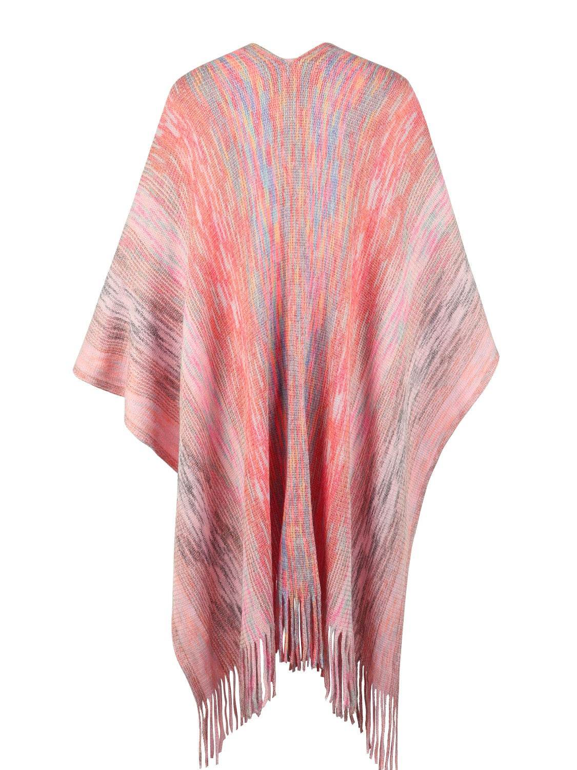 Heathered Fringe Hem Poncho - Delanoir