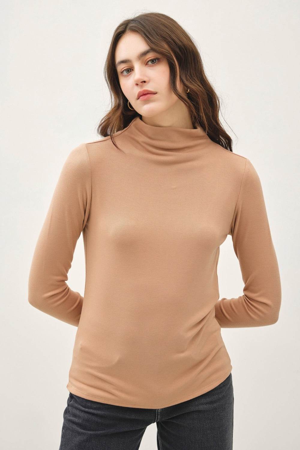 Be Cool Mock Neck Long Sleeve T-Shirt - Delanoir