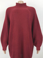 Mock Neck Dropped Shoulder Sweater Dress - Delanoir