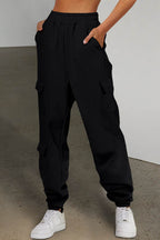 Pocketed Elastic Waist Active Joggers - Delanoir