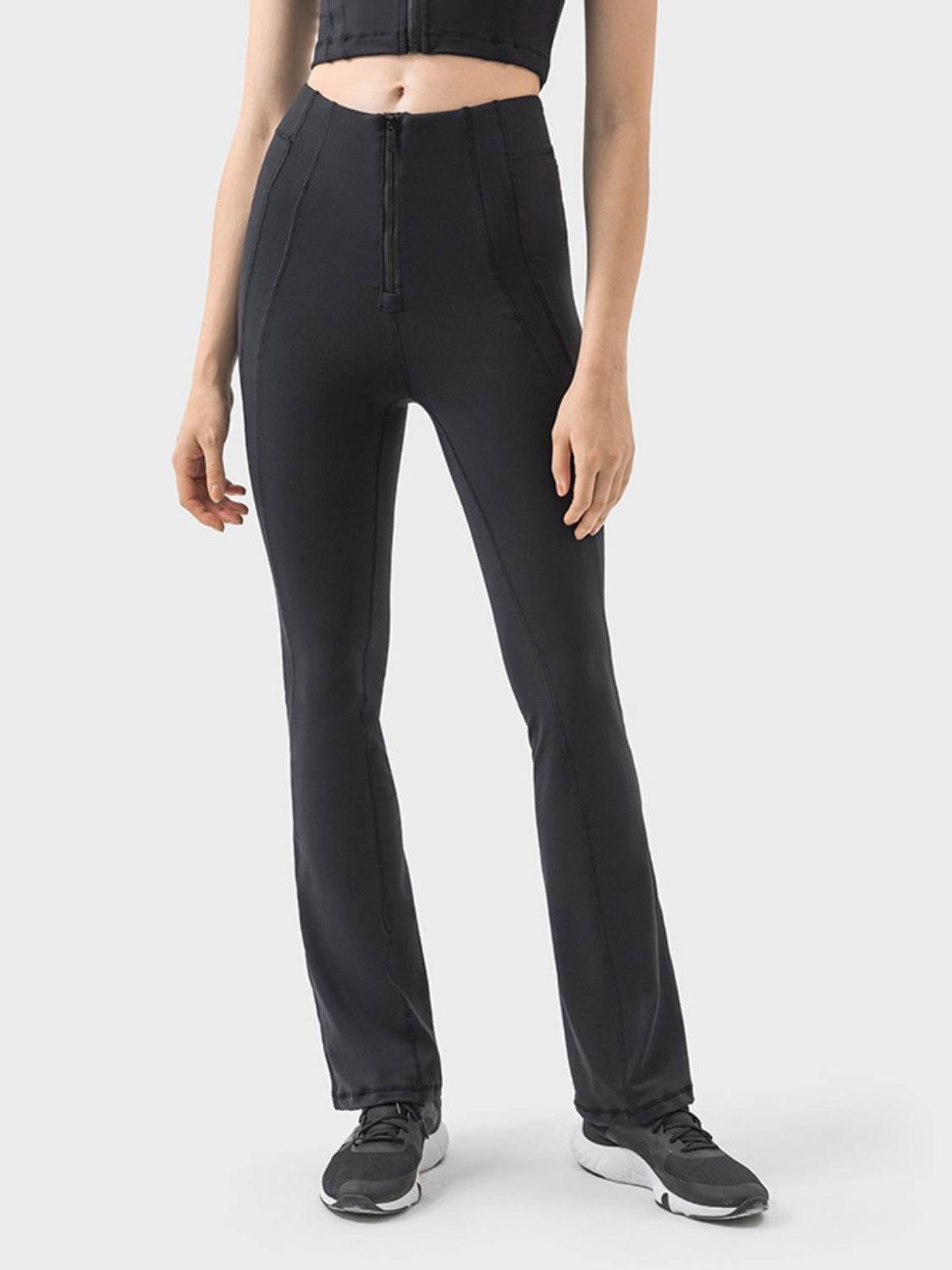 Millennia Zipper Detail High Waist Active Pants - Delanoir