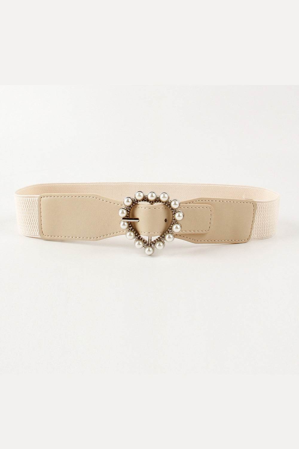 Pearl Heart Buckle Elastic Belt - Delanoir