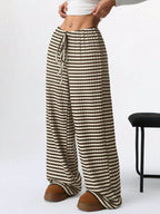 Tied Striped Wide Leg Pants - Delanoir