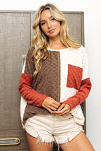 BiBi Color Block Brushed Checker Top - Delanoir