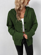 Button-Down Long Sleeve Hooded Sweater - Delanoir