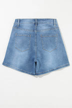 Rhinestone High Waist Denim Shorts - Delanoir