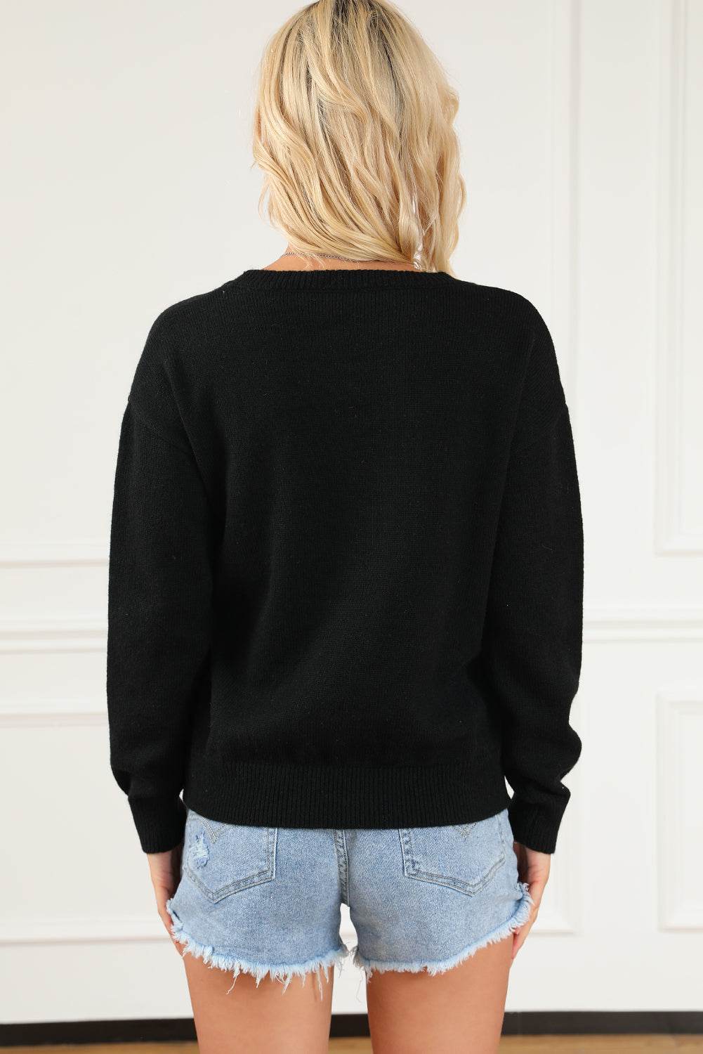 Round Neck Long Sleeve Sweater - Delanoir