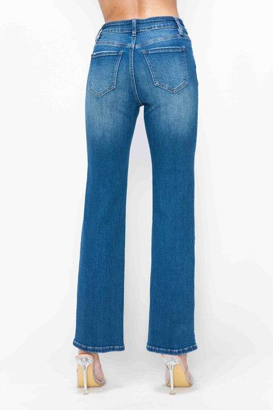 bytos Full Size Cat's Whiskers High Rise Straight Jeans - Delanoir