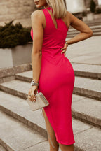 Ruched Cutout Single Shoulder Dress - Delanoir