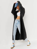 Open Front Long Sleeve Longline Cardigan - Delanoir