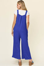 Double Take Full Size Texture Sleeveless Wide Leg Overall - Delanoir
