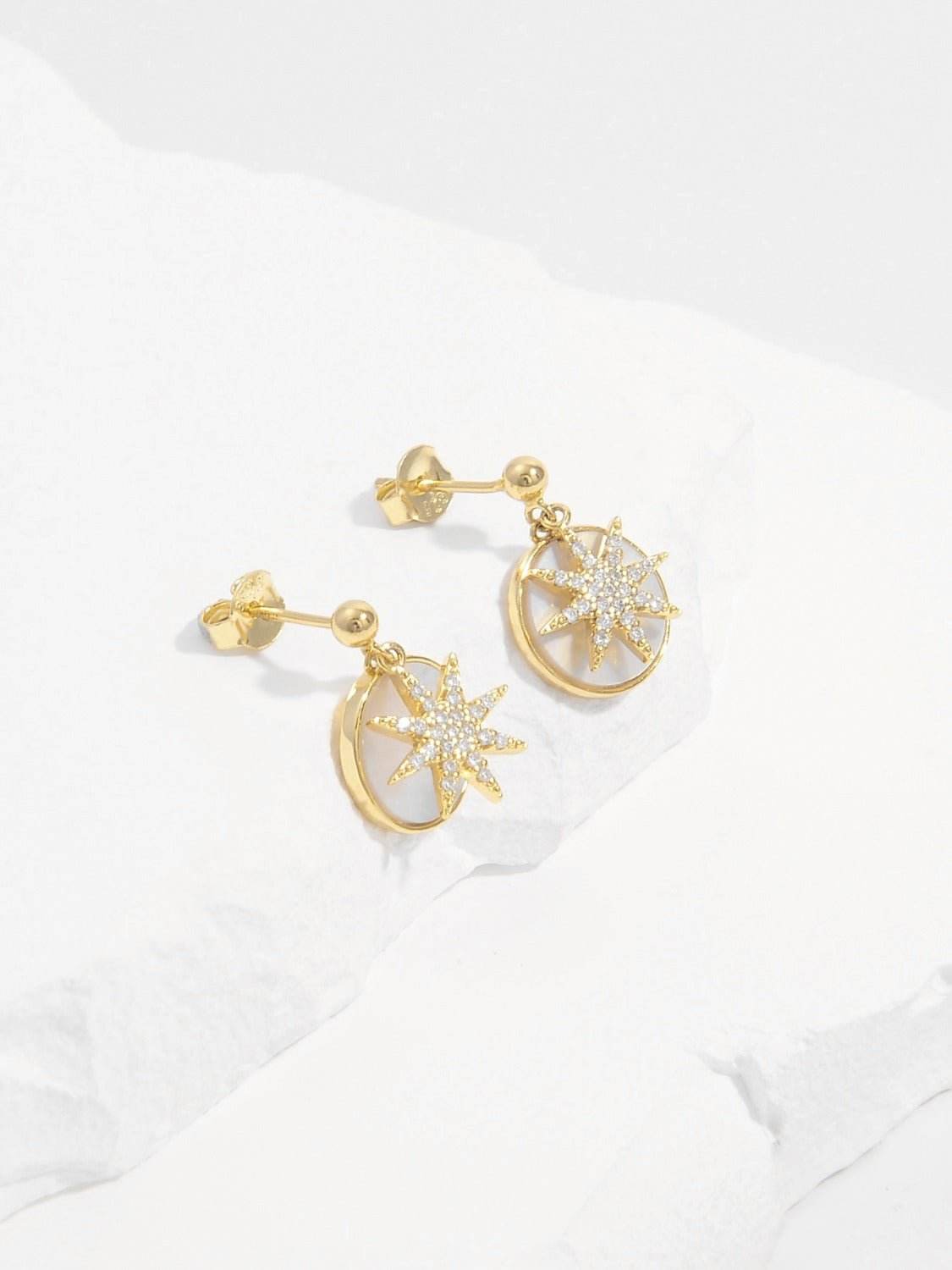 18K Gold-Plated 925 Sterling Silver Star Shape Earrings - Delanoir