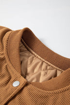 Contrast Baseball Collar Snap Down Long Sleeve Jacket - Delanoir