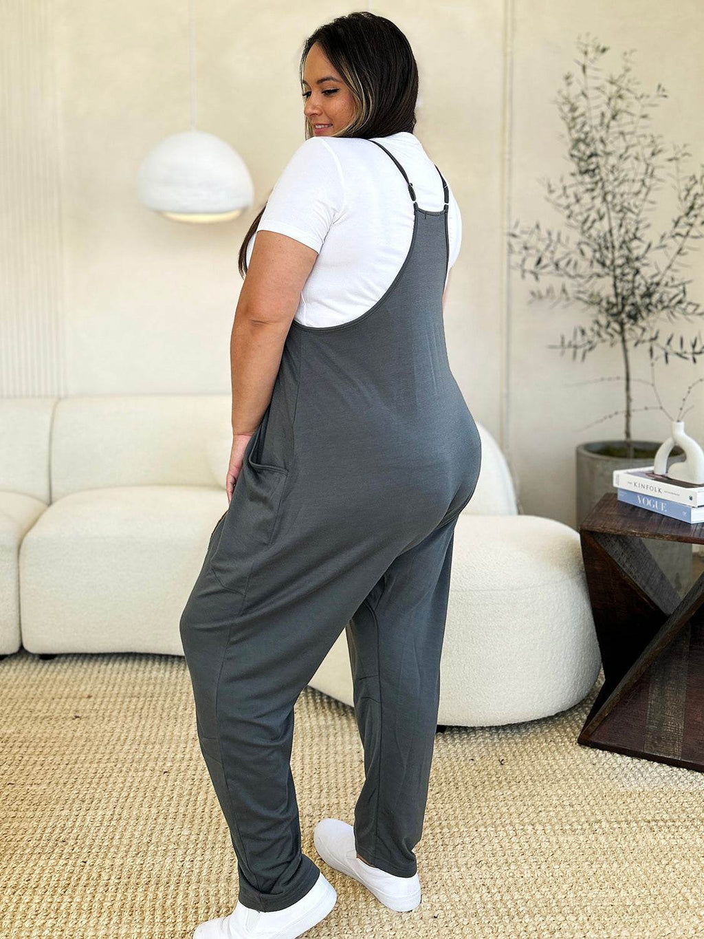 Double Take Full Size Sleeveless V-Neck Pocketed Jumpsuit - Delanoir