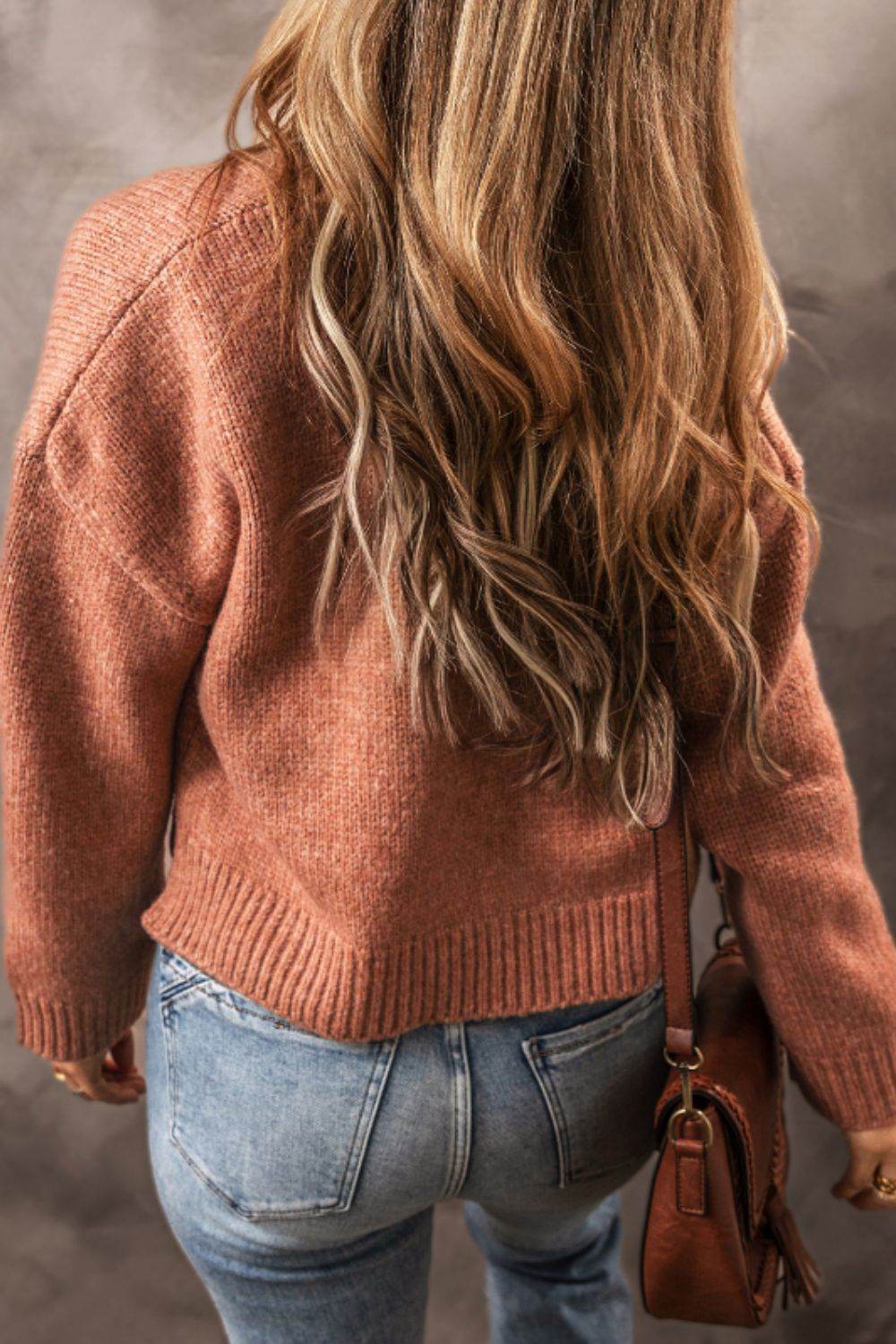 Slit Open Front Dropped Shoulder Cardigan - Delanoir