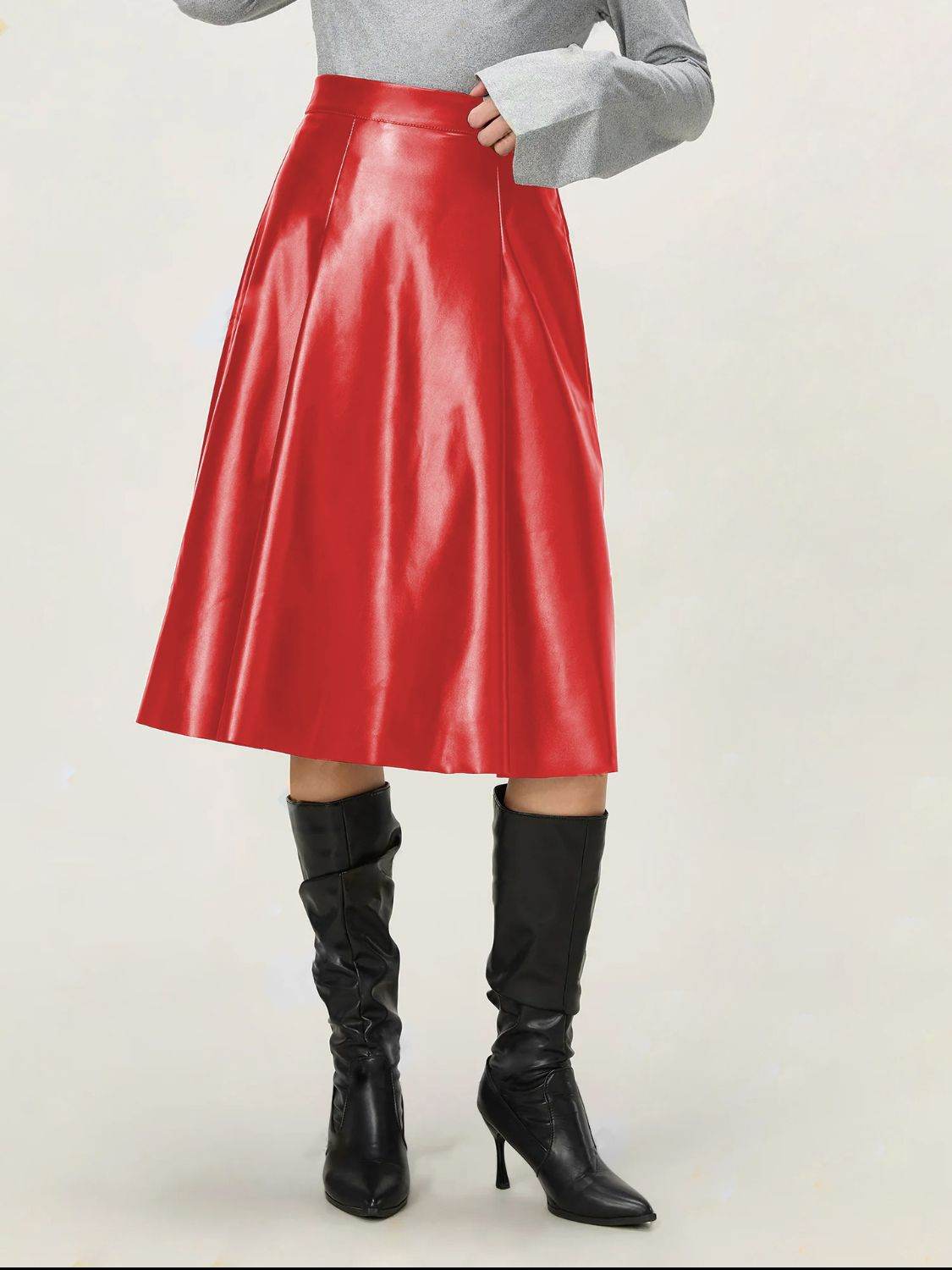 High Waist Skirt with Zipper - Delanoir