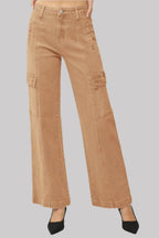 RISEN Full Size High Rise Wide Leg Cargo Jeans - Delanoir