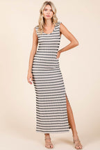 Mittoshop Striped Scoop Neck Sleeveless Maxi Dress - Delanoir