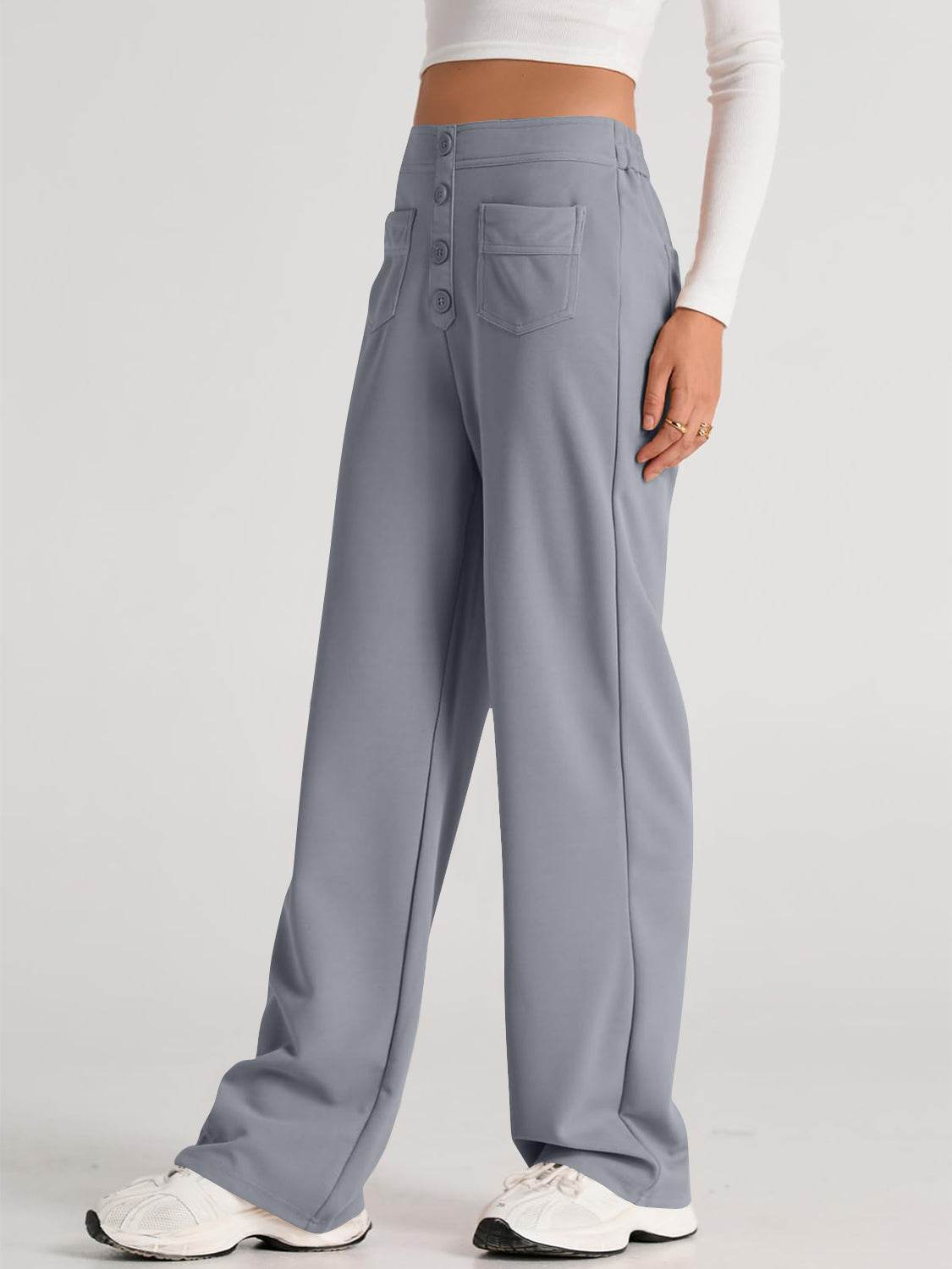 High Waist Wide Leg Pants - Delanoir