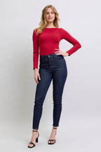 Judy Blue Full Size Heart Shaped Back Pockets Skinny Jeans - Delanoir