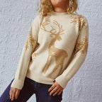 Reindeer and Snowflake Pattern Sweater - Delanoir