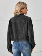 Button Up Long Sleeve Denim Jacket - Delanoir