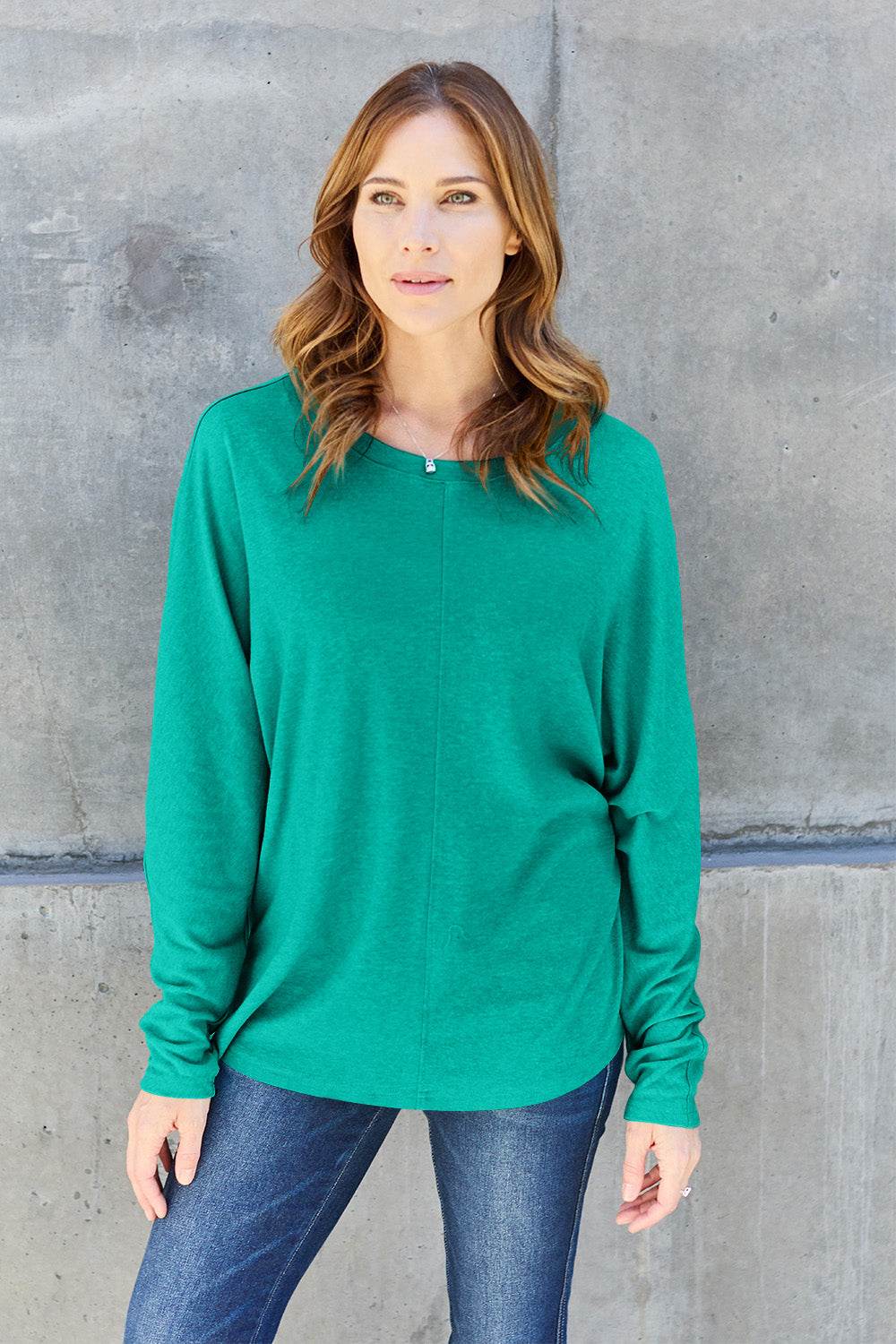 Double Take Full Size Round Neck Long Sleeve T-Shirt - Delanoir