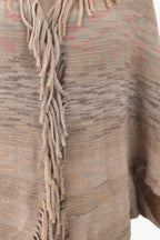 Multicolored Fringe Trim Poncho - Delanoir