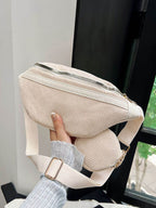 Corduroy Adjustable Strap Crossbody Bag with Pouch - Delanoir