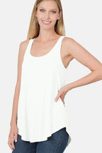 Zenana Round Neck Curved Hem Tank - Delanoir