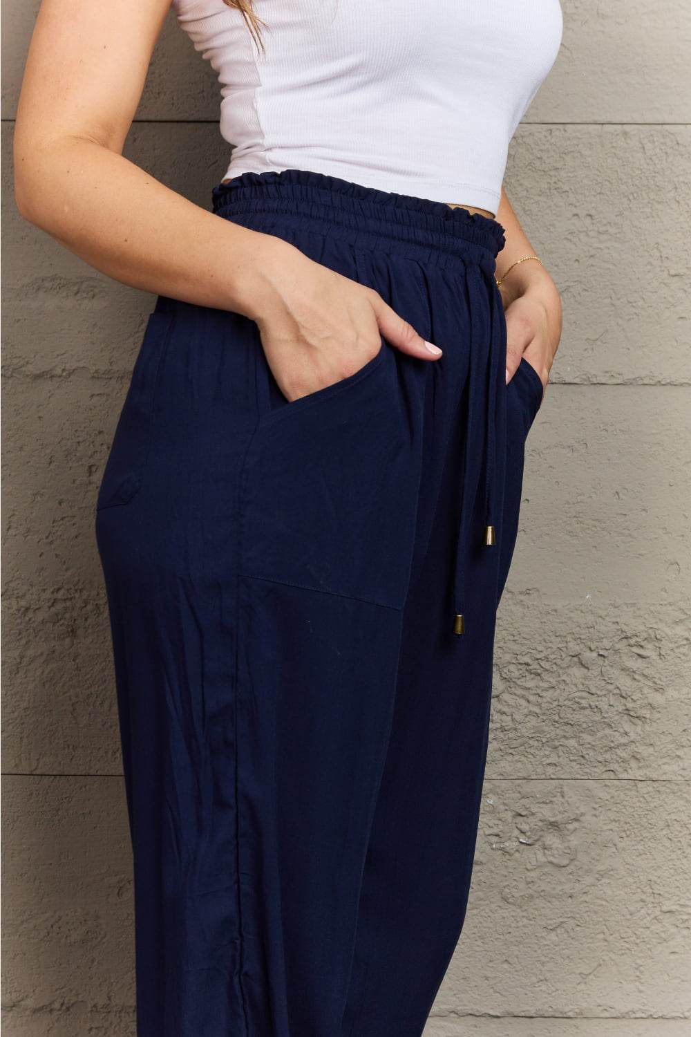 Tied Long Joggers with Pockets - Delanoir