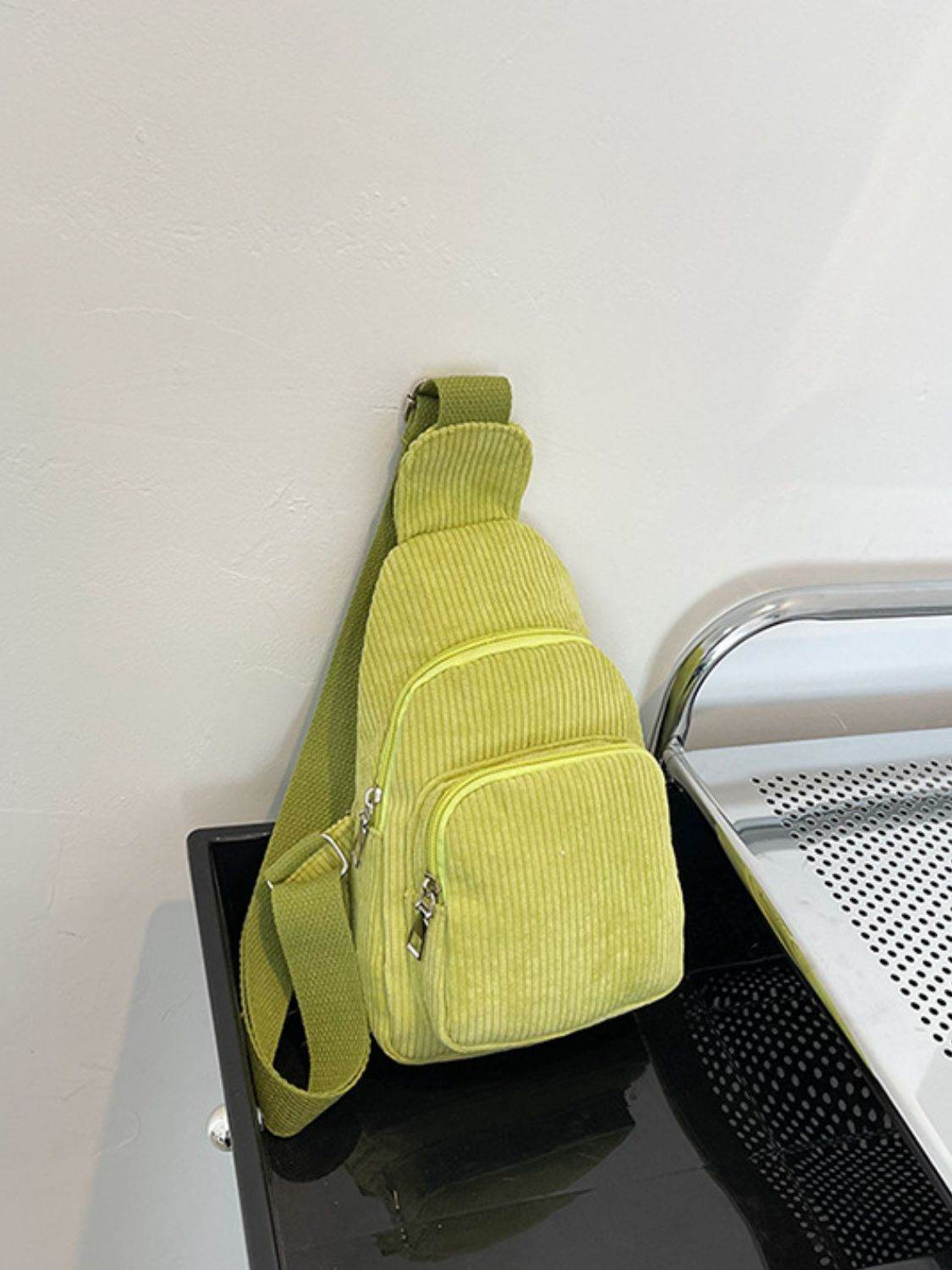 Corduroy Solid Color Crossbody Bag - Delanoir