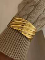 18K Gold-Plated Stainless Steel Open Ring - Delanoir