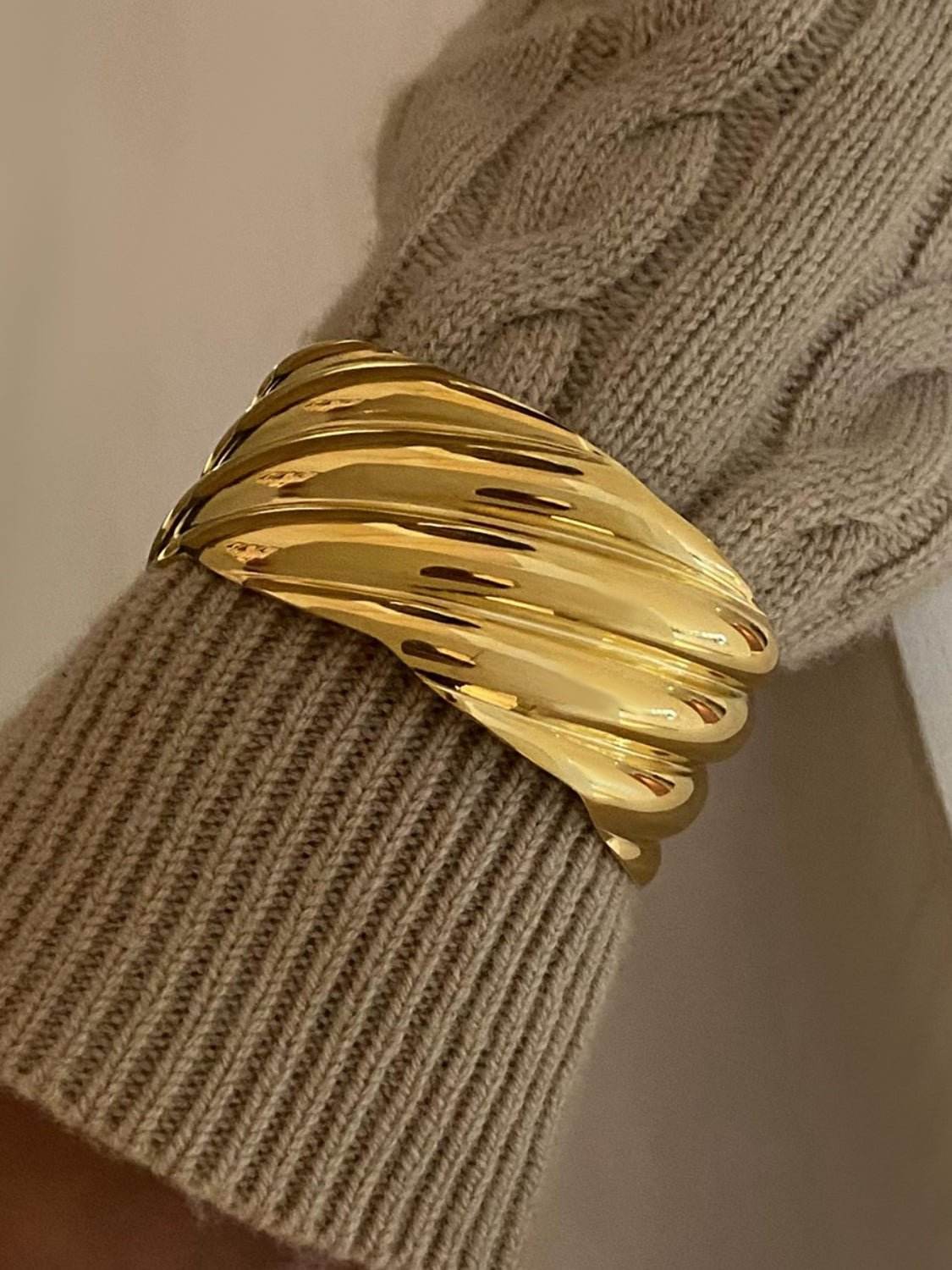 18K Gold-Plated Stainless Steel Open Ring - Delanoir