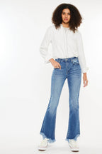Kancan High Rise Frayed Hem Jeans - Delanoir