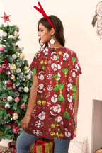 Christmas Round Neck Short Sleeve T-Shirt - Delanoir