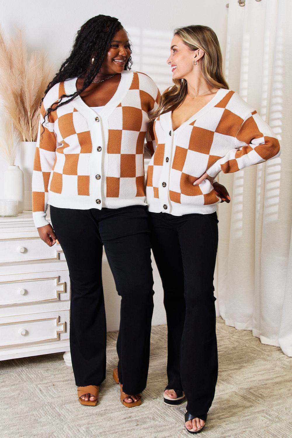 Angel Wings Double Take Button-Up V-Neck Dropped Shoulder Cardigan - Delanoir