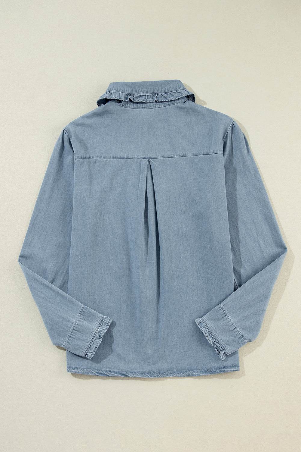 Button Up Long Sleeve Denim Top - Delanoir