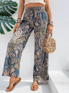 Printed Wide Leg Pants - Delanoir