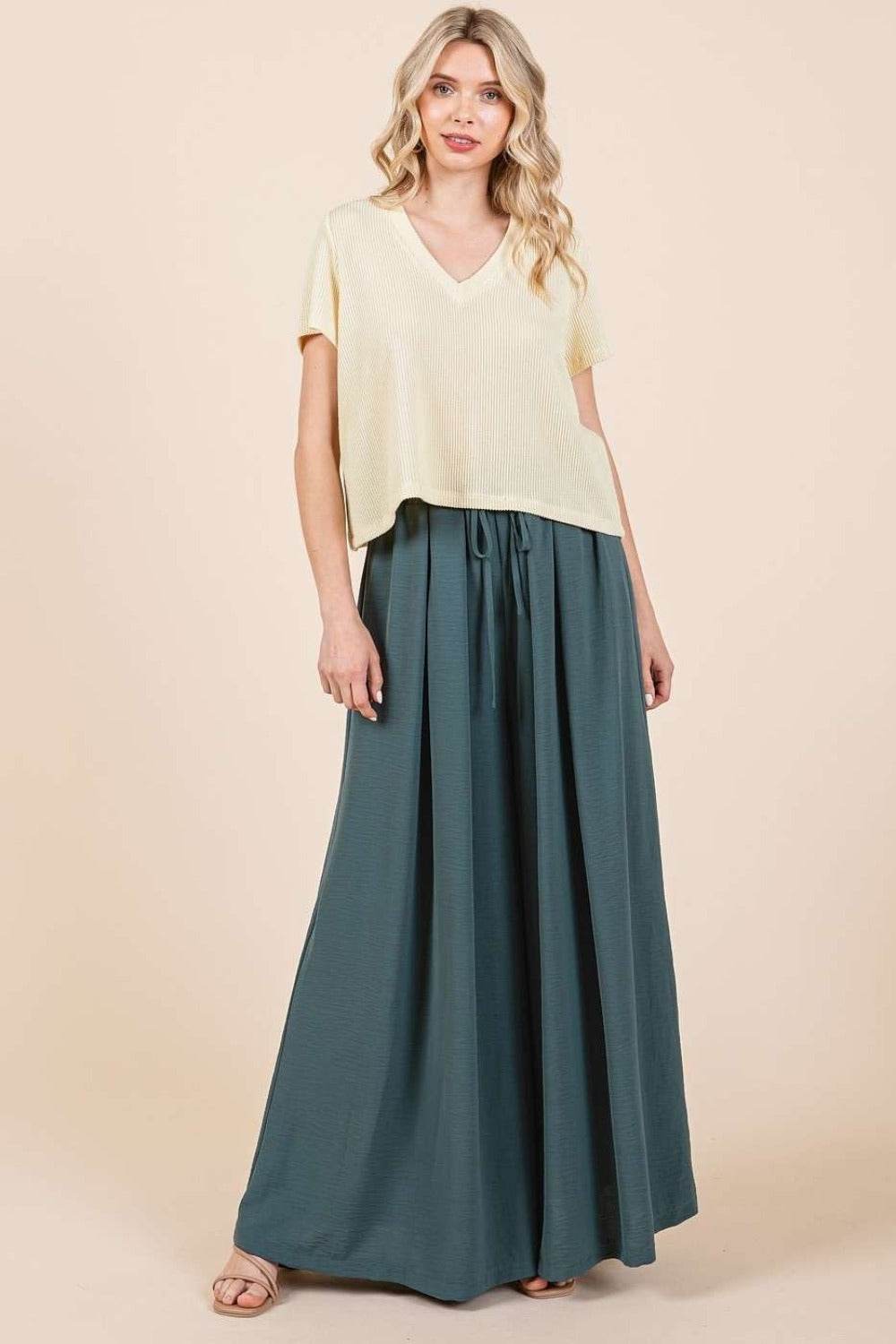 Mittoshop Pleated Wide Leg Pants - Delanoir