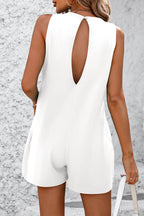 Mandy Round Neck Sleeveless Front Pocket Romper - Delanoir