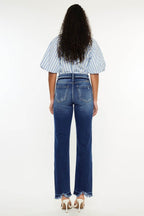 Kancan High Rise Distressed Slim Straight Jeans - Delanoir